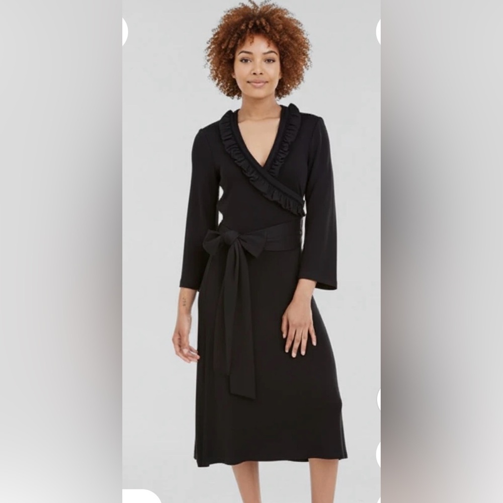 Banana Republic black ruffle wrap dress SZ Medium